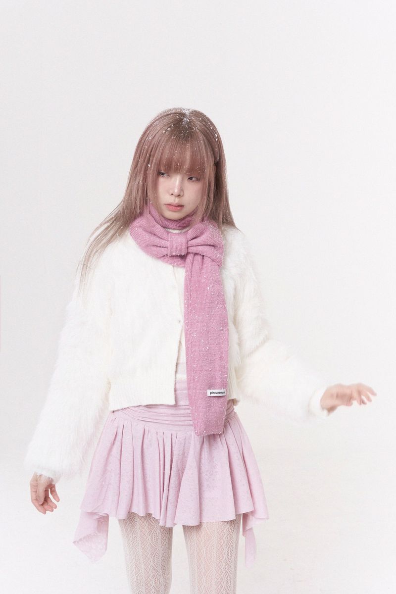 Mini ribbon muffler_pink