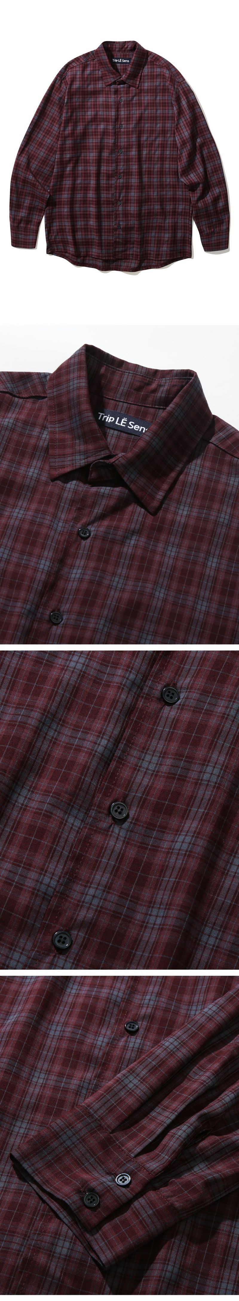 SOFT AND MILD MINIMAL CHECK SHIRT_WINE