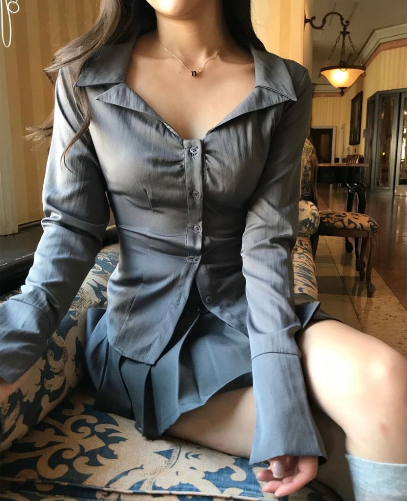 wiz low & frill button pleats sk