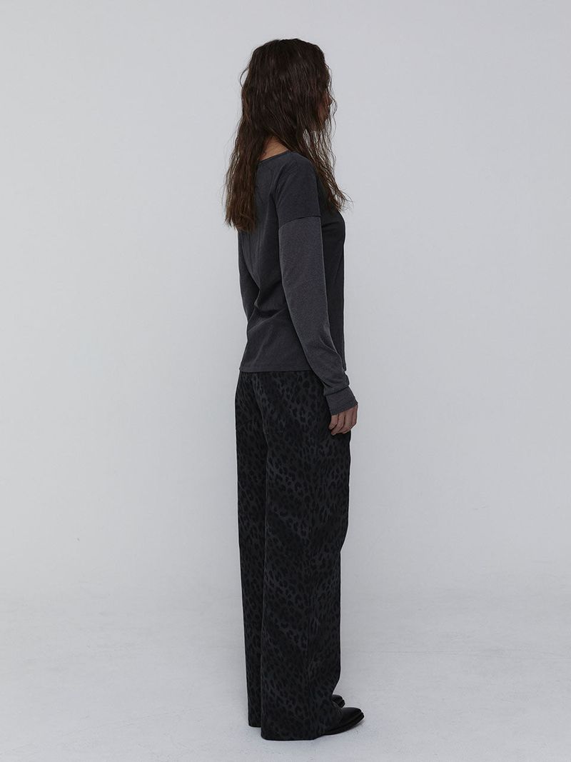 Layered Long Sleeve Top_Charcoal