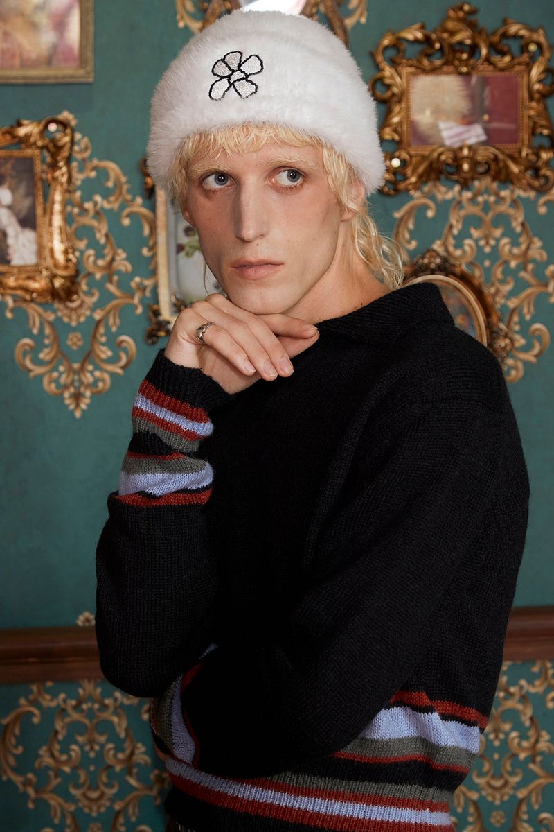 FLOWER FUR BEANIE / IVORY