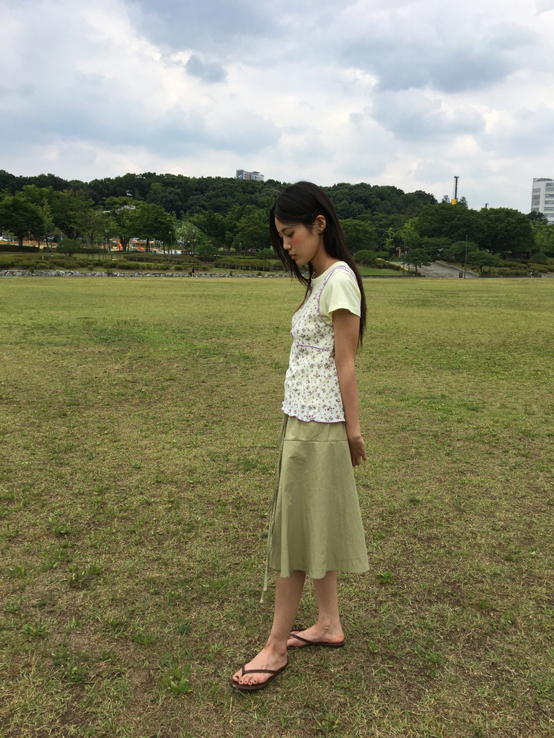 Tilt strap midi skirt (3color)