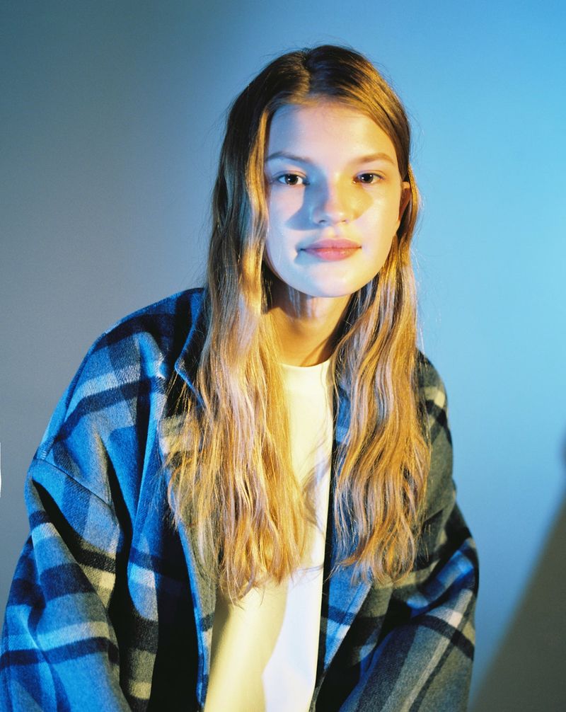 OVERSIZE WOOL CHECK ROBE COAT (Blue)