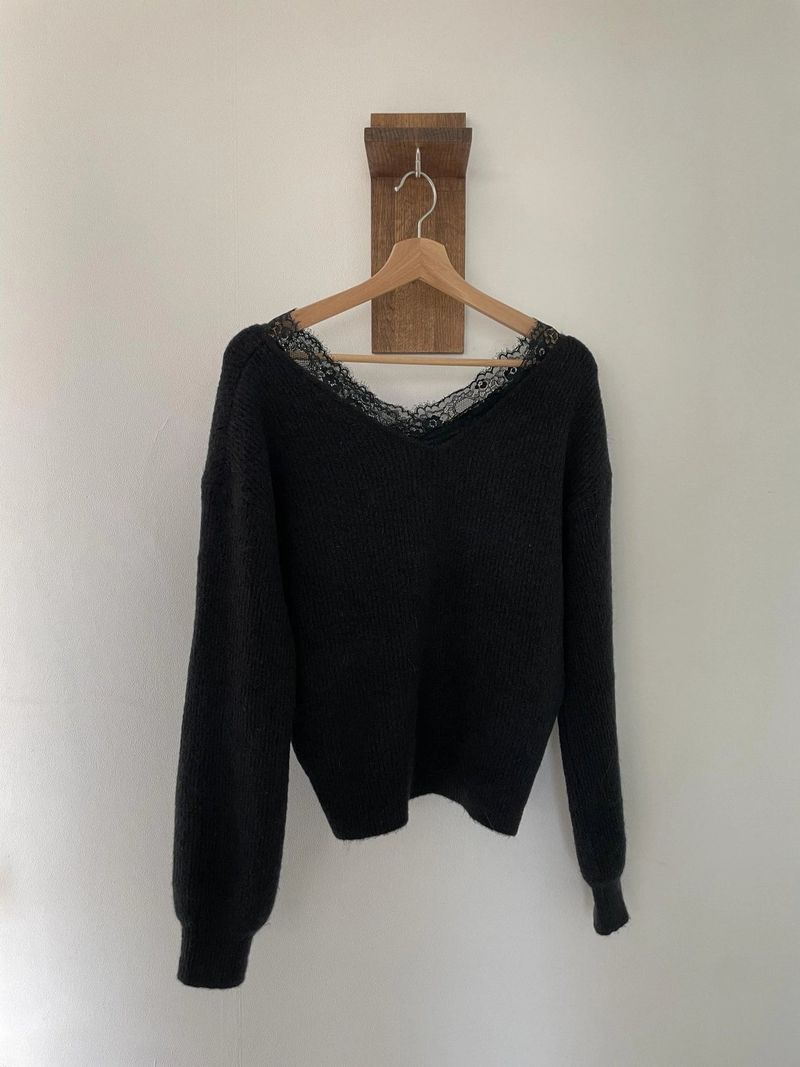 seter lace v-neck knit 