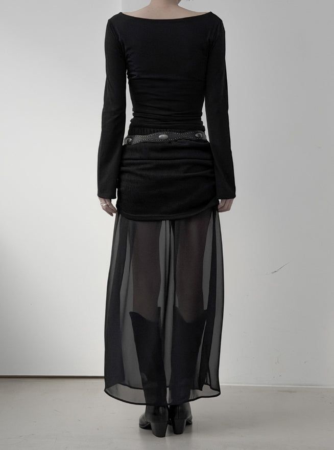 Cente Chiffon Layered Long Skirt