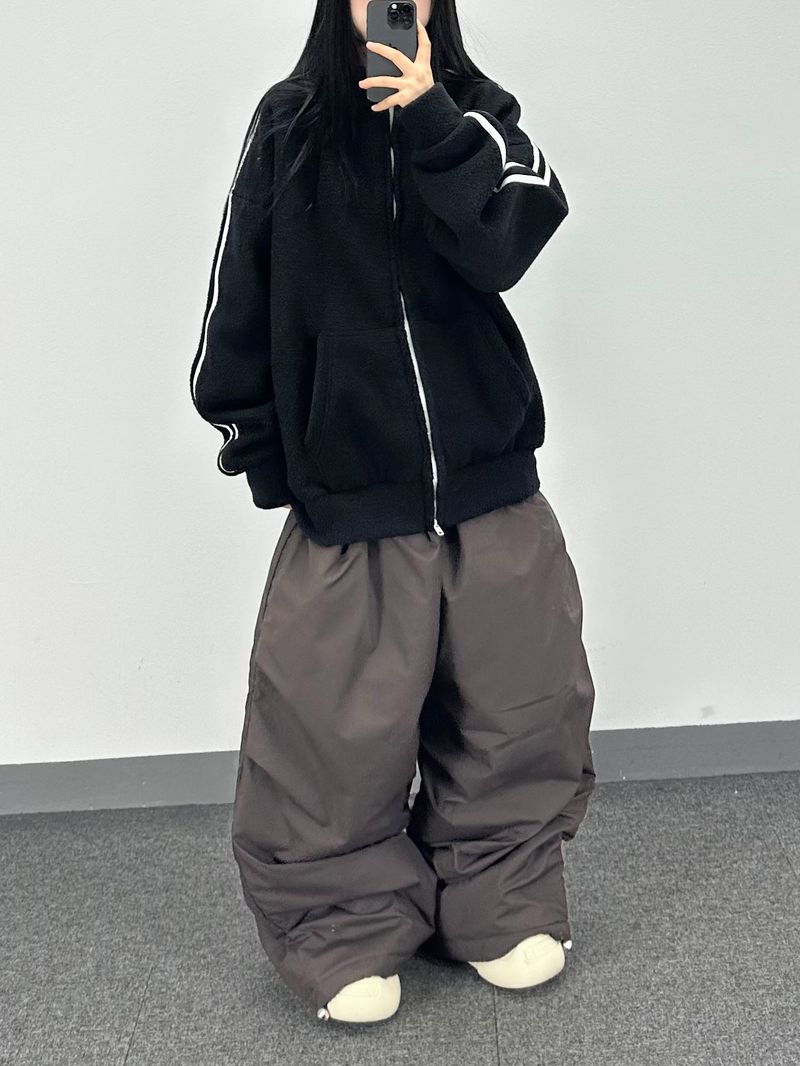 boa fleece track zip-up