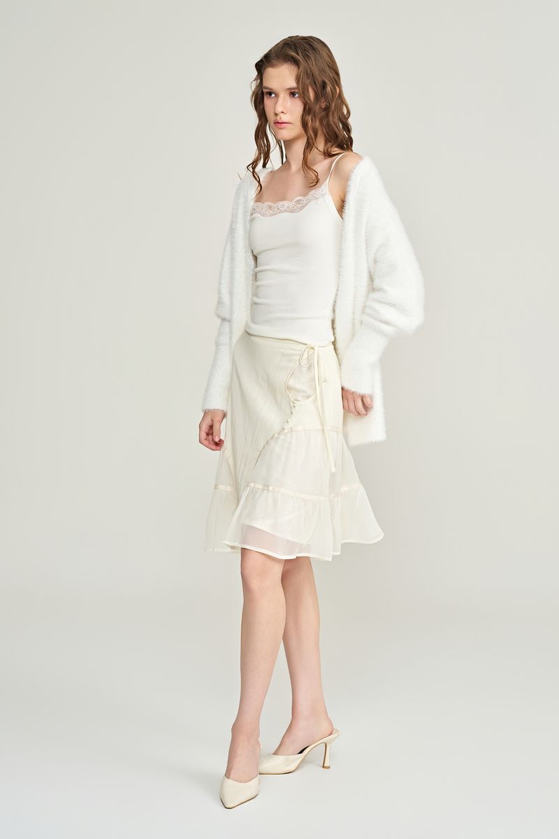 Rose terrace ruffle skirt, Ivory