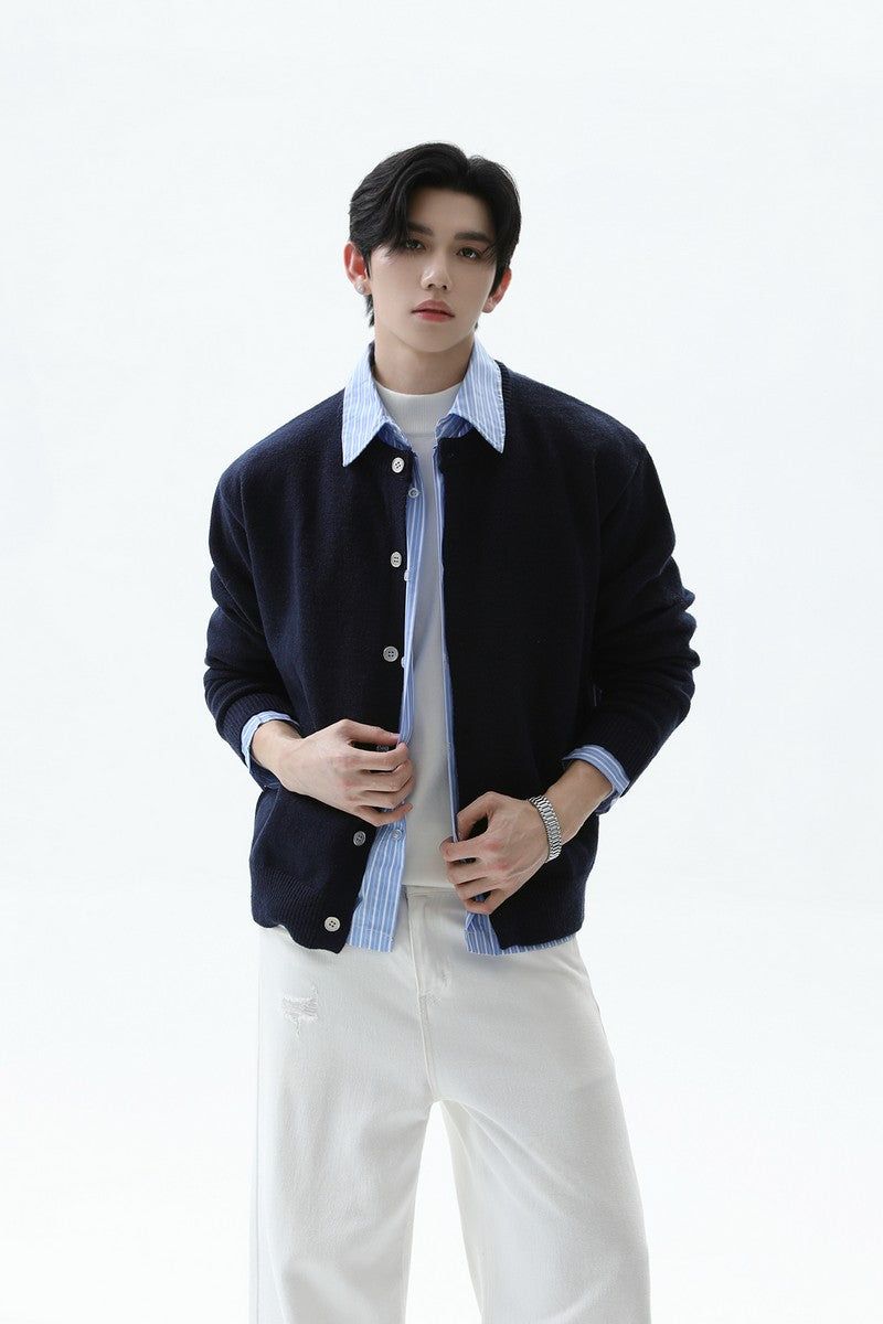 TURNTIDE（ ターンタイド）の「Striped Layered Look Knit Cardigan（Tops）」