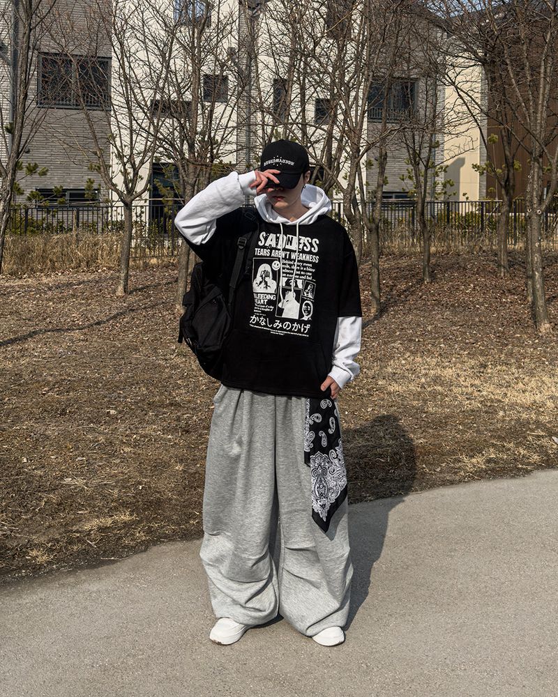 Sad Layered Oversized Hoodie