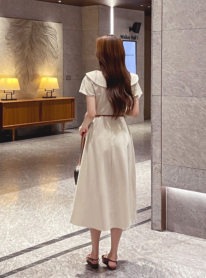 Beshu Diagonal V-collar Long One Piece (Belt set)
