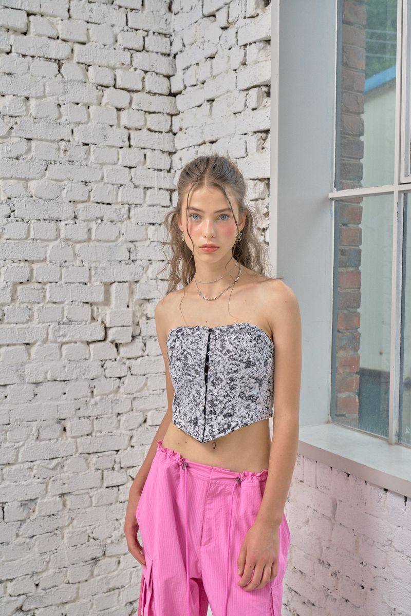 JACQUARD CORSET TOP (BLACK)