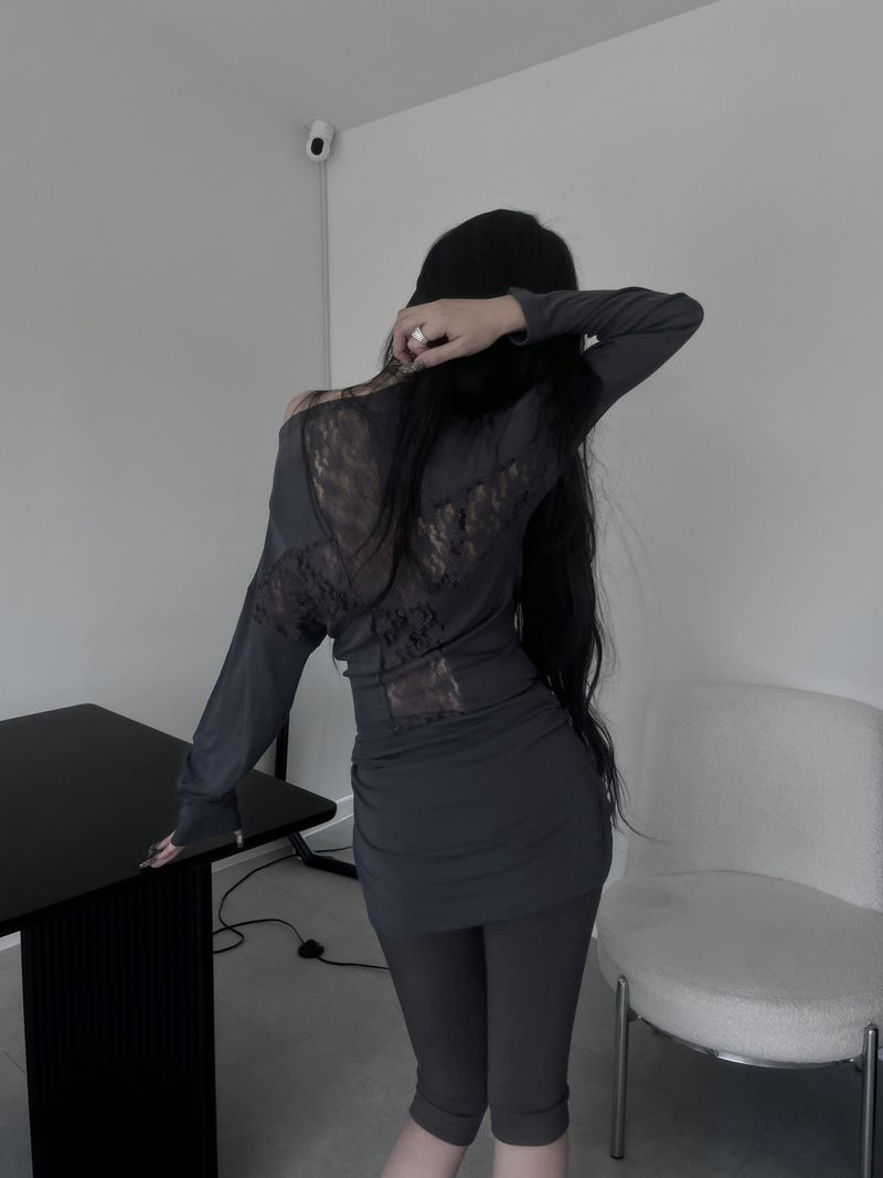back cross lace one-piece (3color)