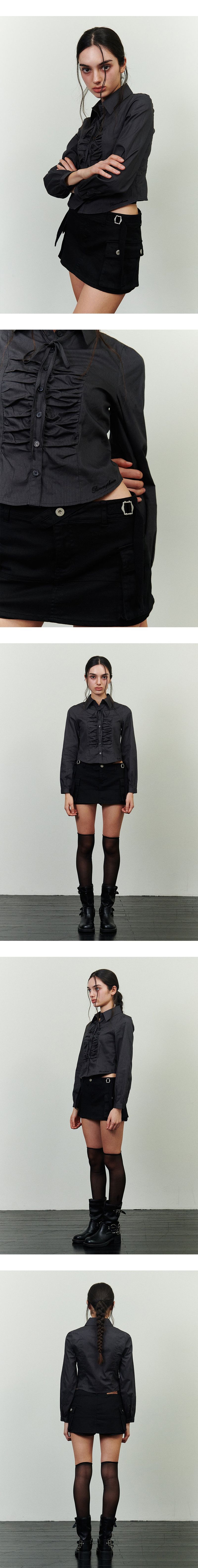 ELIN SHIRRING SHIRT charcoal
