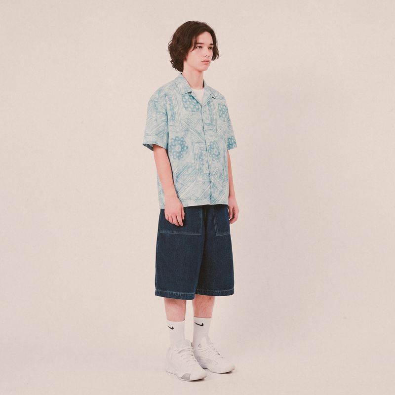 smoke paisley open collar shirt_blue
