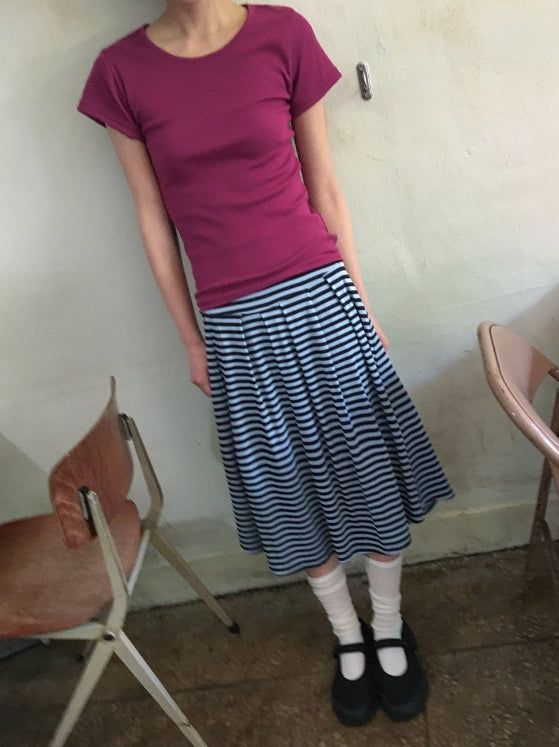 Ryujini striped long skirt