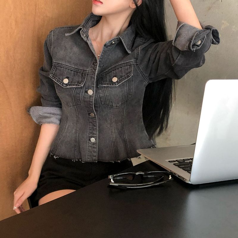 [BELLIDE MADE] Flared denim jacket & blouse