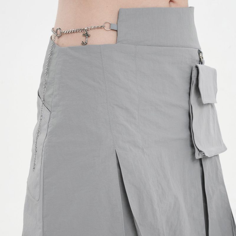 POCKET DETAIL CHAIN SKIRT(LIGHT GRAY)