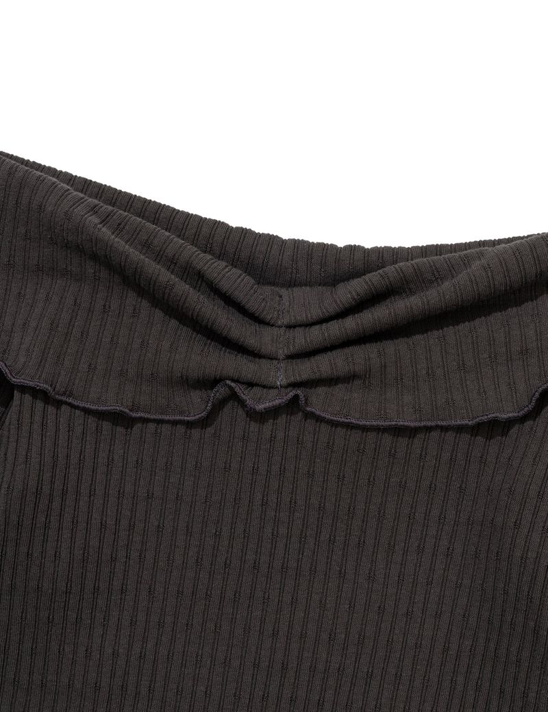 ASYMMETRIC RIB OFF-SHOULDER TEE(CHARCOAL)