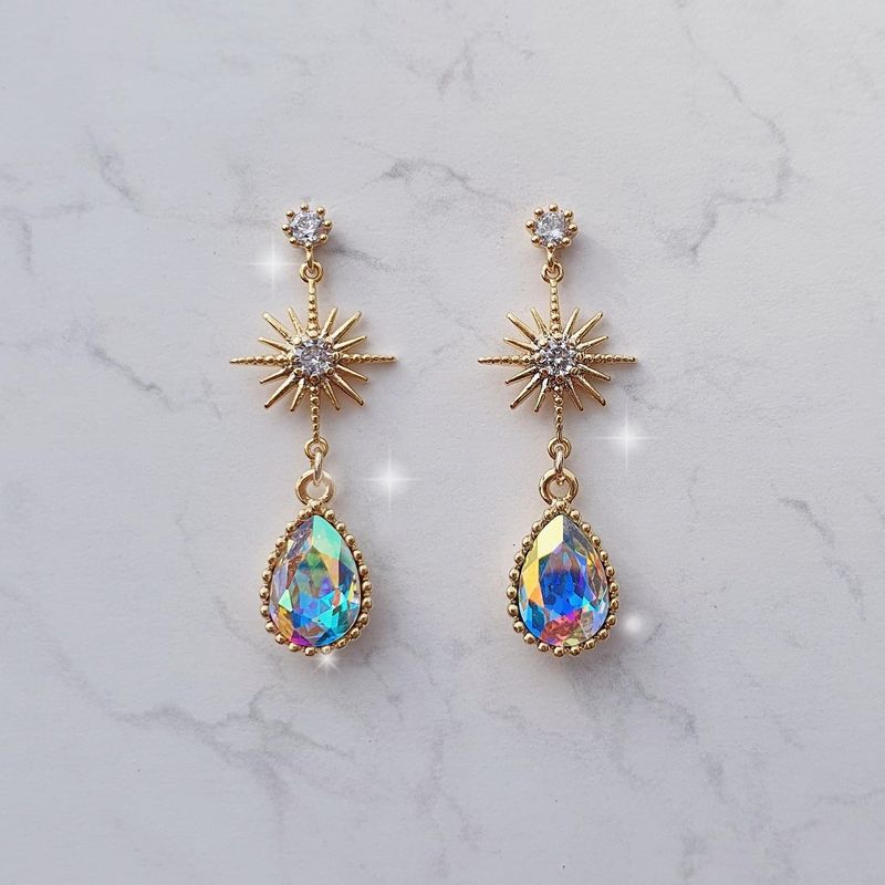 Starry Teardrops Earring - Rainbow
