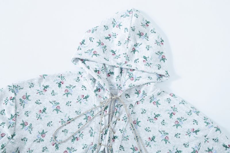 floral terry anorak grey