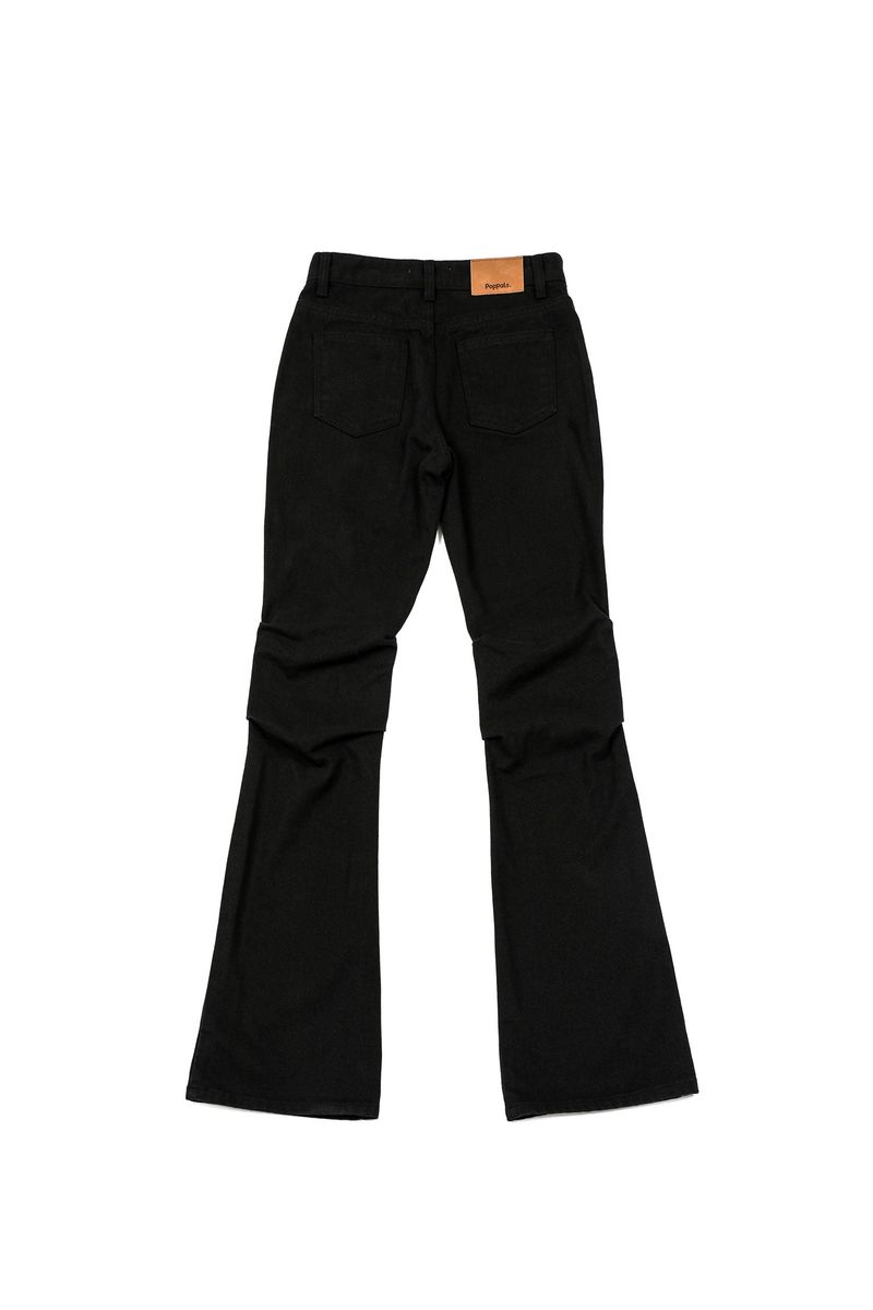 Pintuck Bootcut Pants [Black]