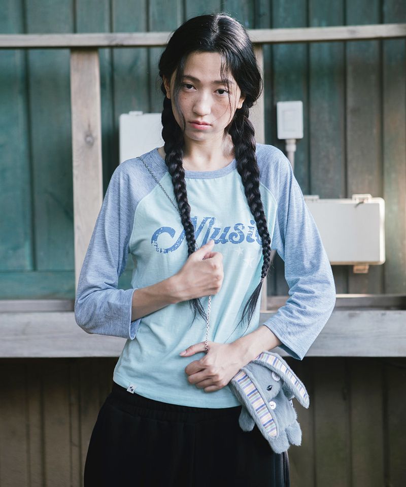 cavish（カビシ）の「VINTAGE MUSIC RAGLAN TEE MINT(CV2GFFT551A)（Tops）」