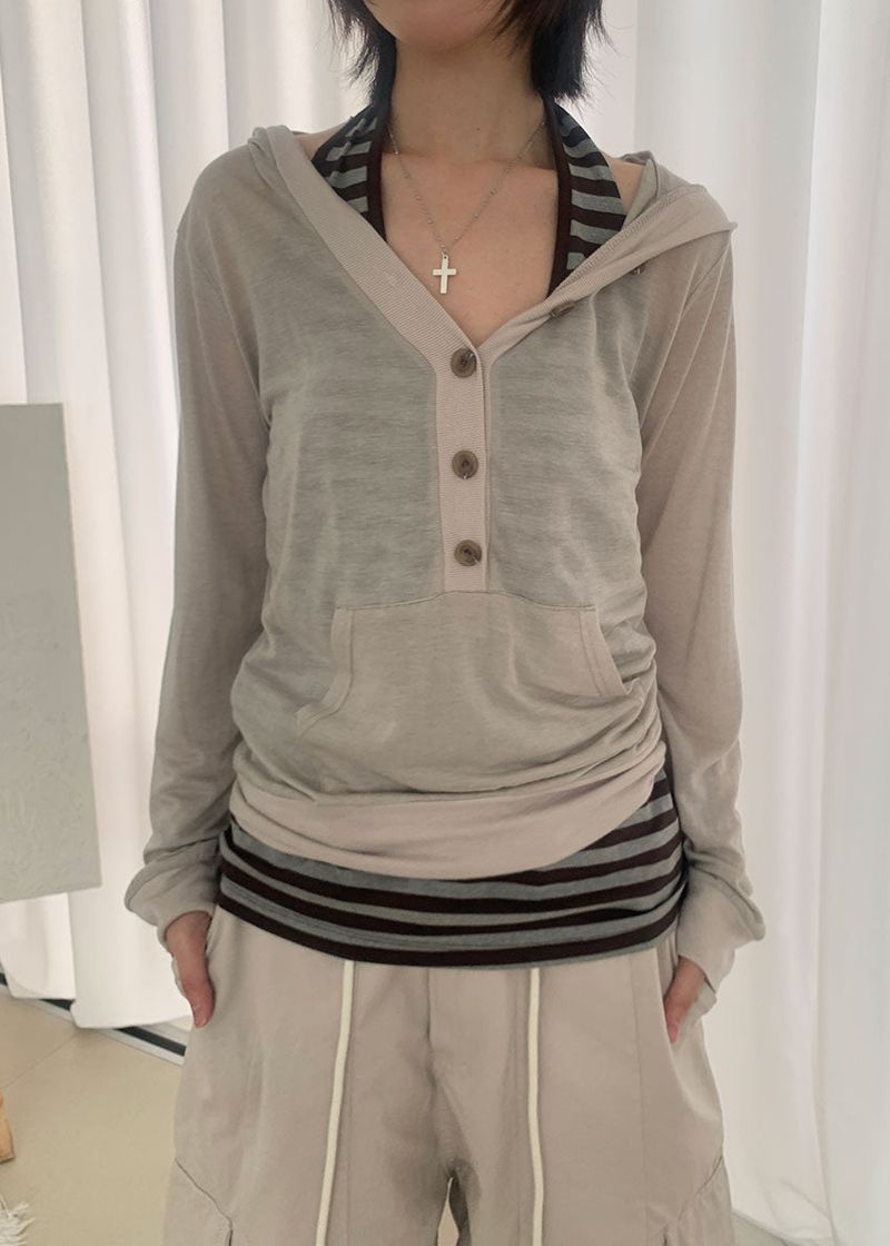 TENCEL BUTTON HOOD TEE