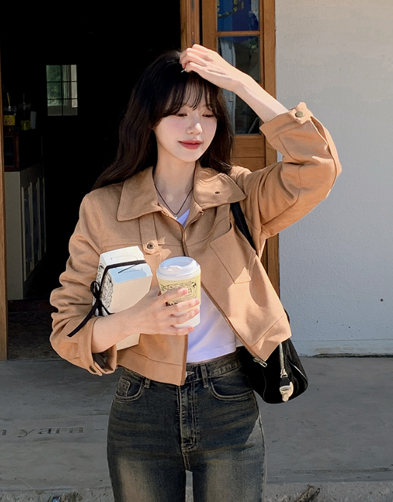 SHOPPERLAND（ショッパーランド）の「#Autumn Suede Collar Crop Jacket (4color)（Jackets/Outerwear）」