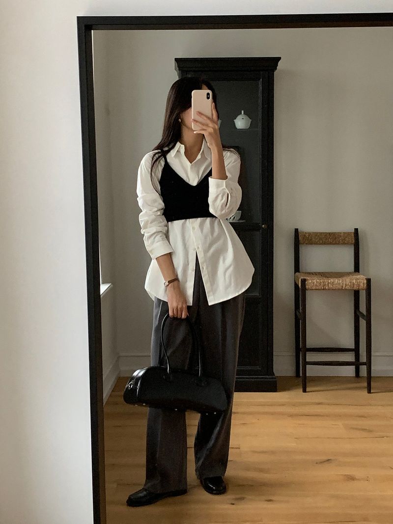 luch wool pintuck wide slacks