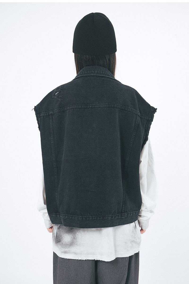 Cutting crack damage over denim vest