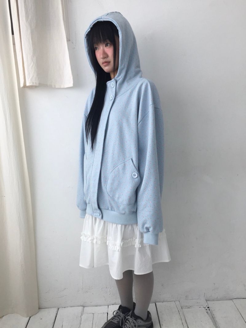 ボタンフラワーフードジップアップ