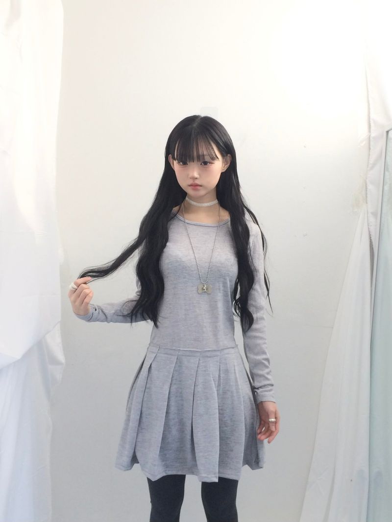 line and pleated dress