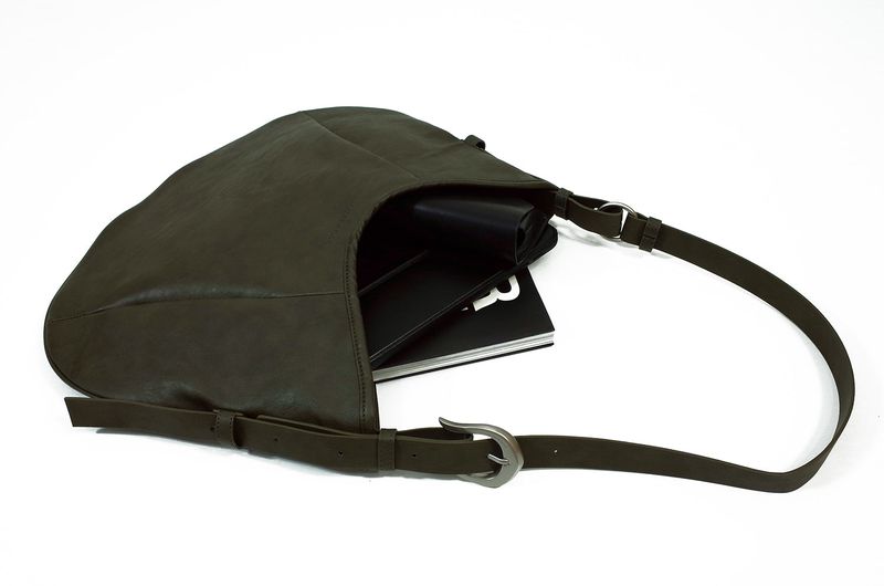 H-Buckle Soft Leather Dumpling Bag (khaki)
