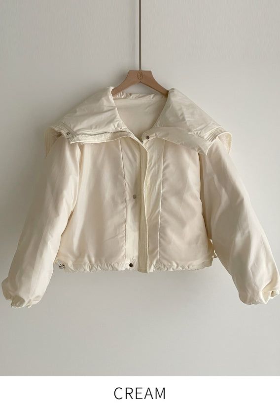 [100% Duck Down] Mezz Wool Sailor Collar Short Padding