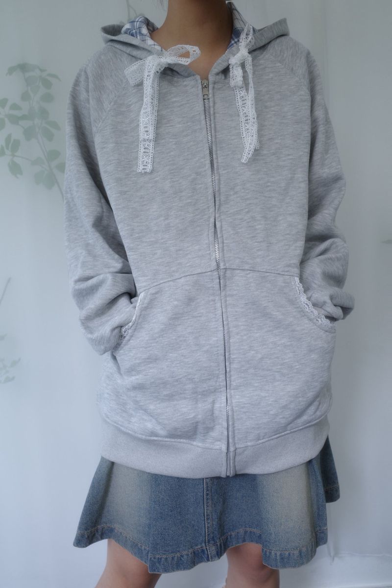 Petite Check Hooded Zip-Up