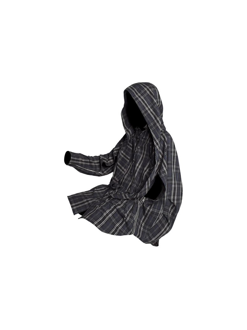 RELABEL（リレーベル）の「RELABEL Spatial Relations (Hollow Ring Cavity) Colour-Woven チェック柄デュアルフォームルーズミドル丈シャツスタイルカバーオール（トップス）」