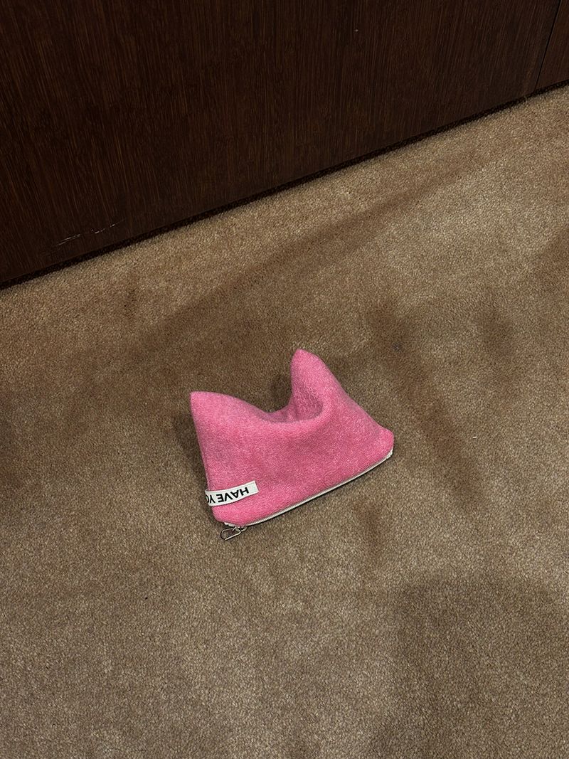 Terry flat pouch - pink , M size