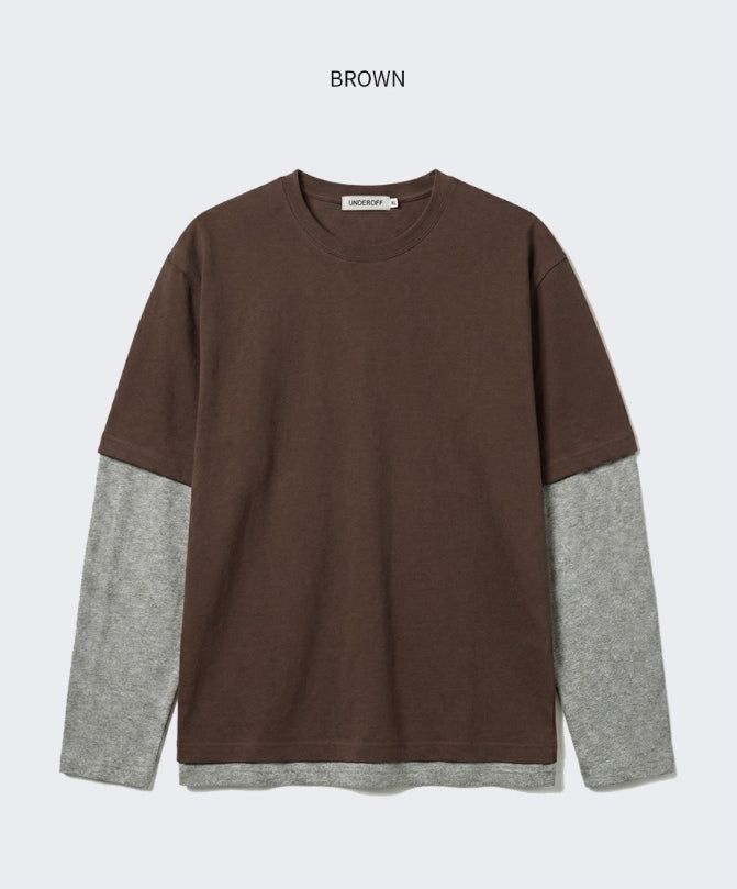 Crop Layered Long Sleeve Brown