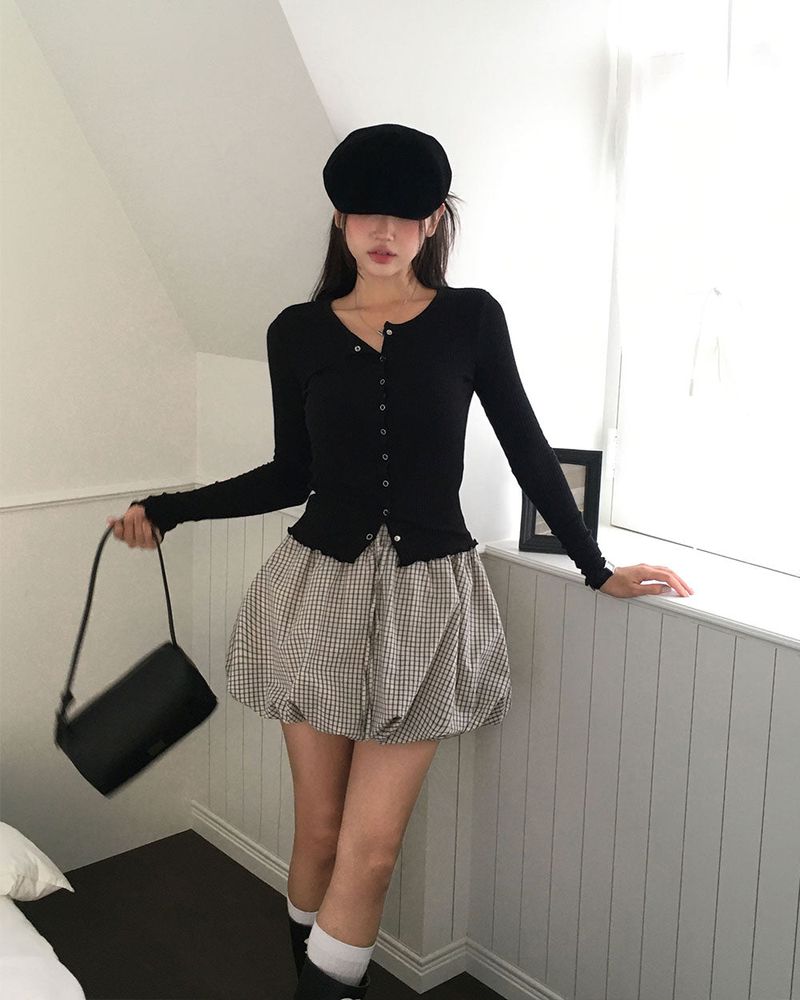 Slim Button Long Sleeve Cardigan