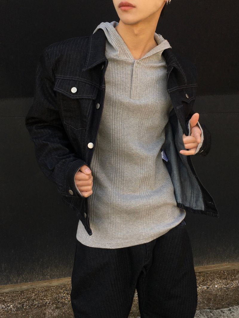 [SET] Aubert Non-Faded Wrap Denim Jacket 2C