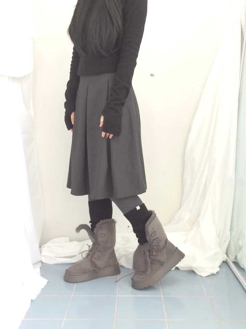 highneck puffy fur jacket