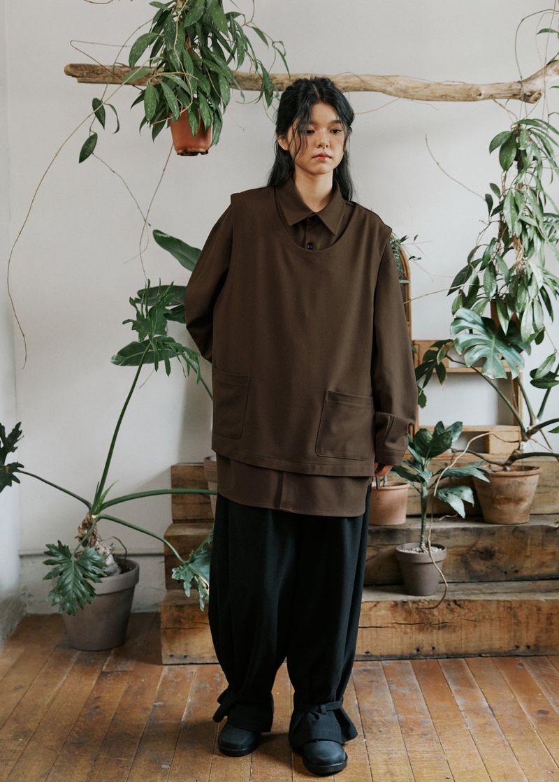 unisex strap balloon pants black