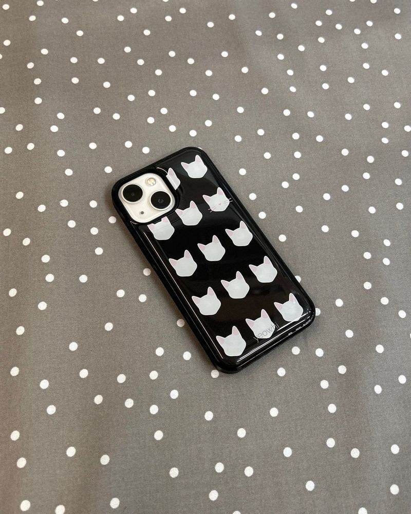 [MADE] yeowhi cat pattern epoxy bumper case_white&pink
