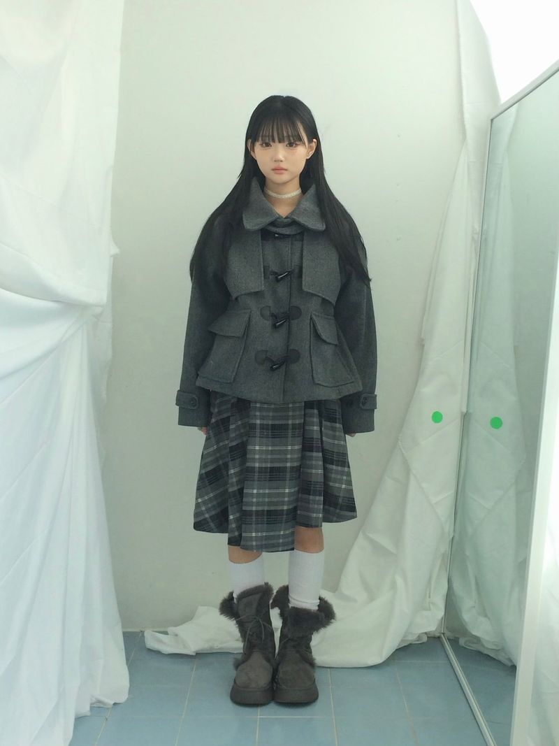 Charcoal Blend Checkered Layered Skirt