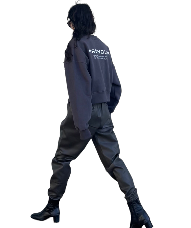 プリントクロップドスウェット/Print Cropped Sweat-CHARCOAL