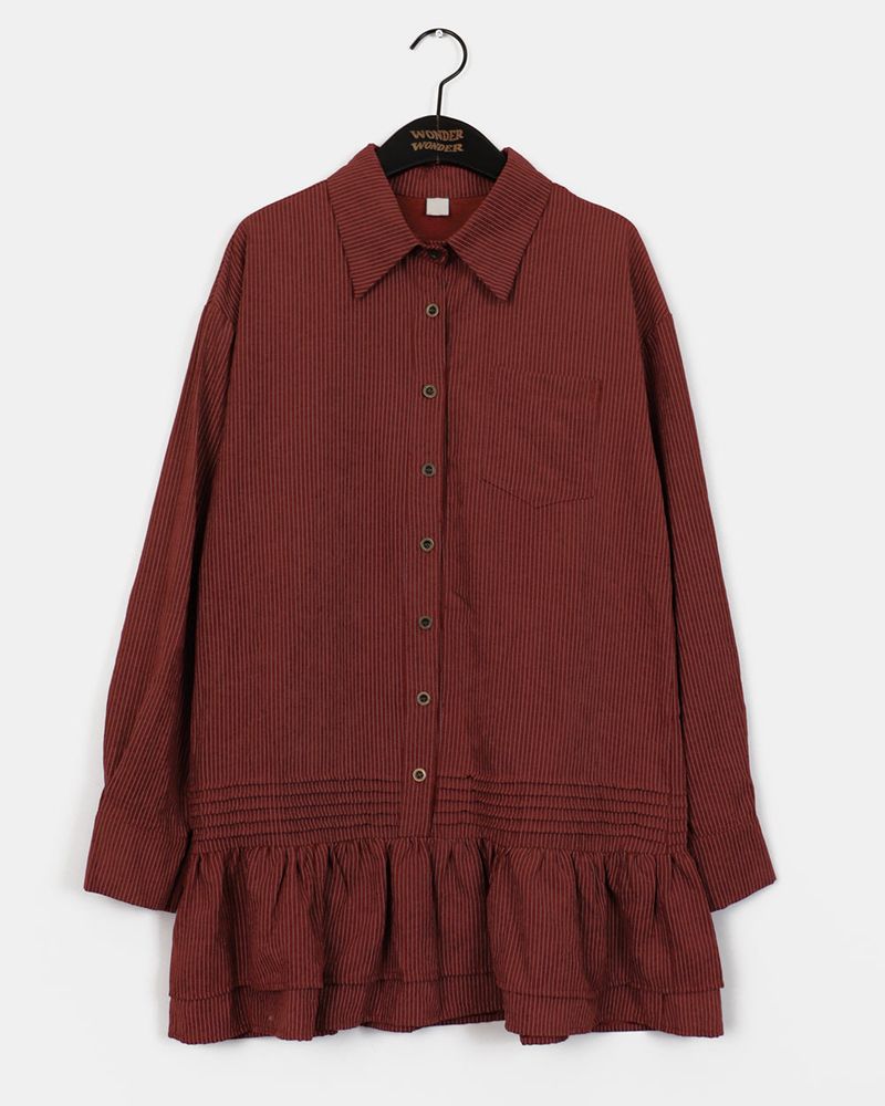 Namo frill Layered Stripe Shirt Dress