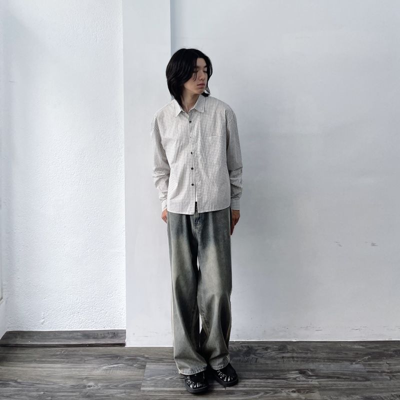 Urban Functional Cropped Plaid Shirt