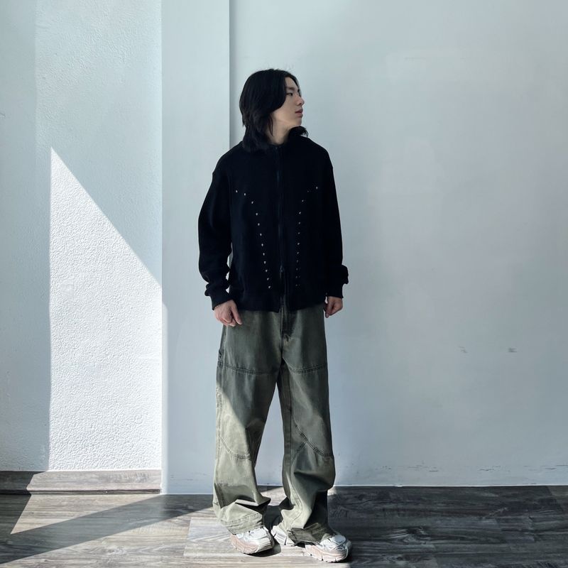 Vスタッズスタンドカラージップジャケット