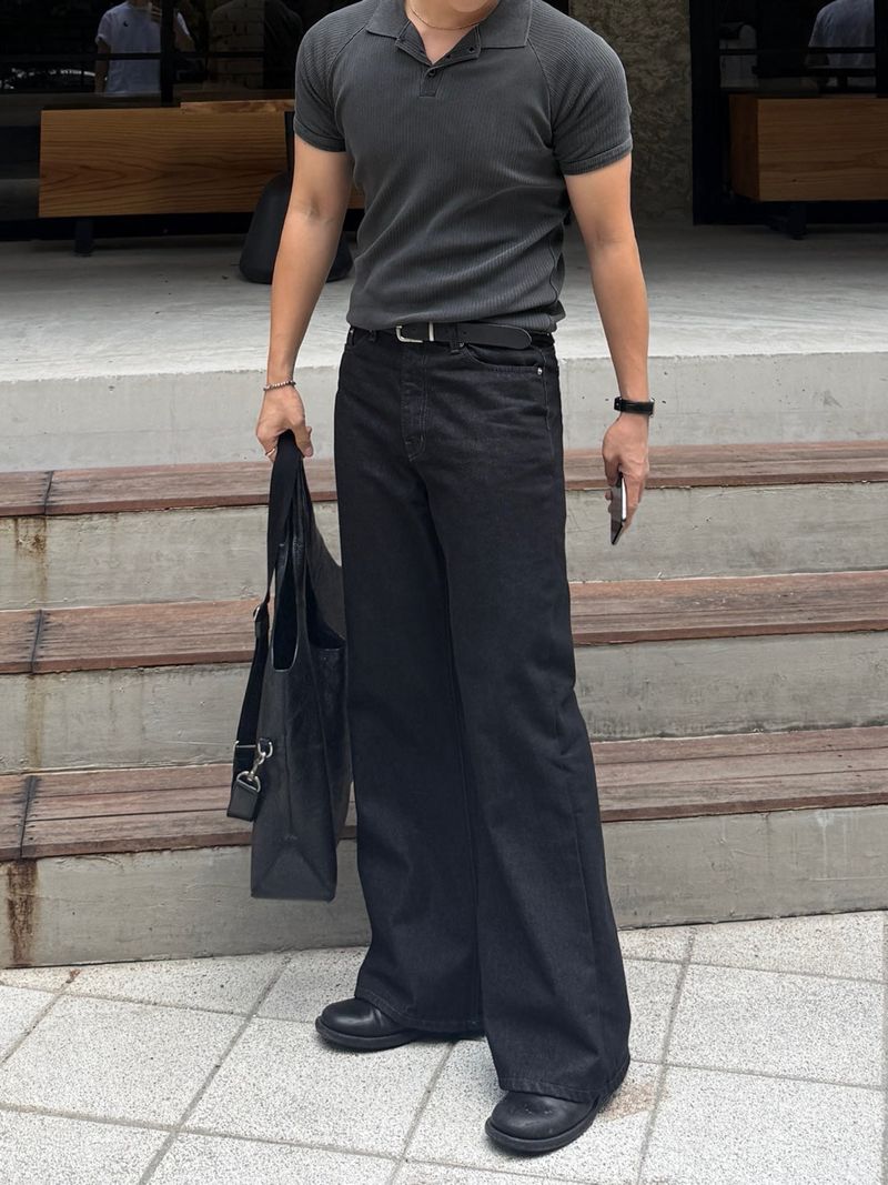 Mon pigment ribbed polo shirt