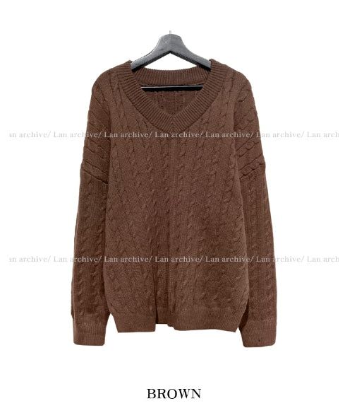Little V-neck Cable Knit